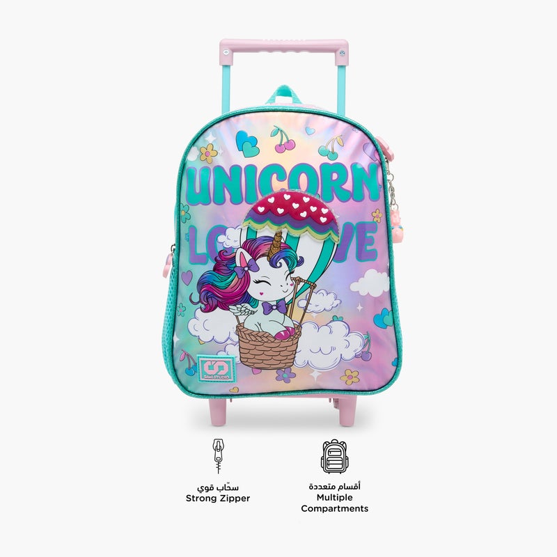 sami_studio 12 Inch Trolley-Unicorn-Collection-2 Cmprt With Zip- (Polyester ) Multicolor \ 48X40X26 - Image 4